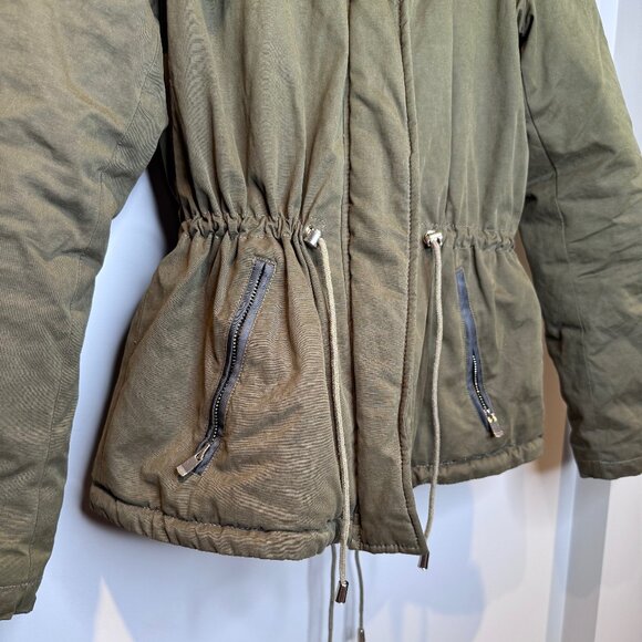 Zara Trafaluc | Faux Fur Parka, Green Utility Style | Medium - Picture 8 of 10